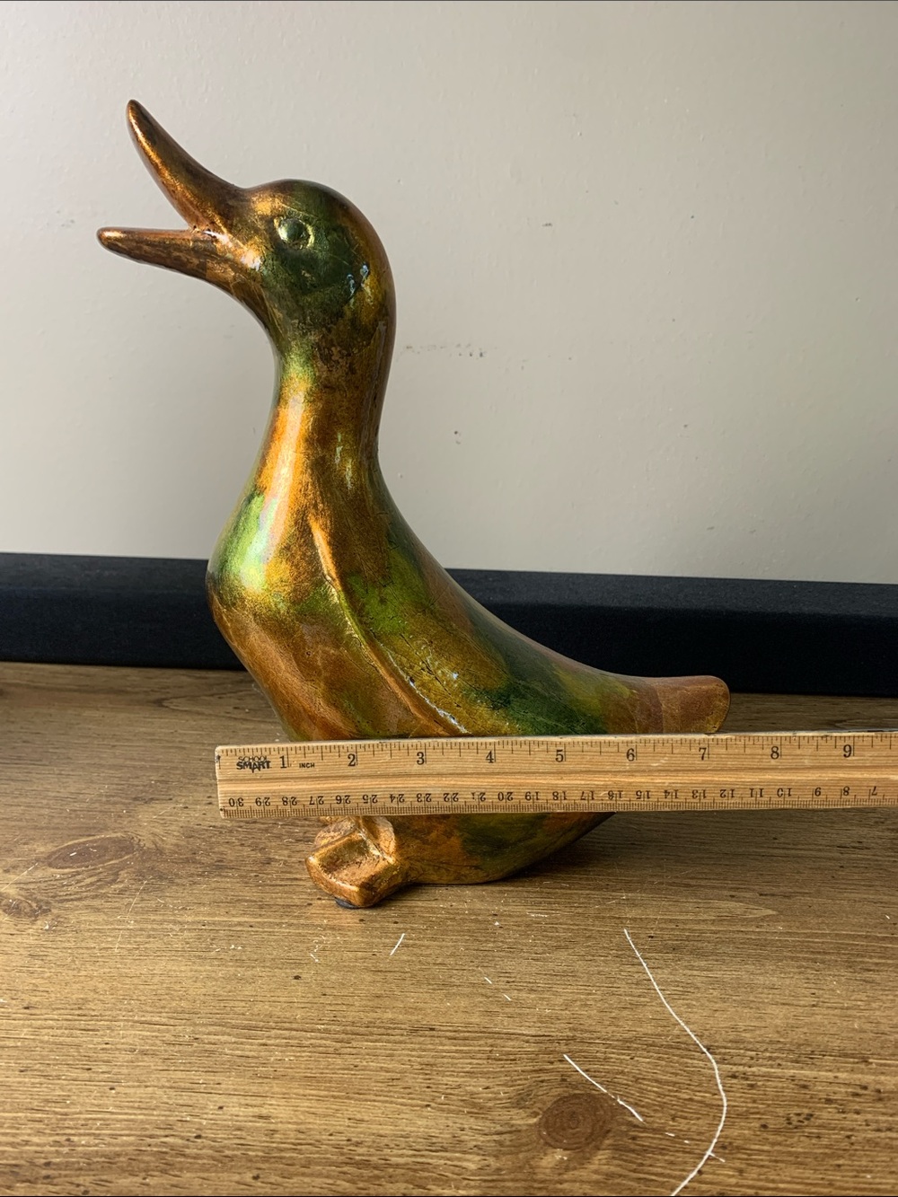 Vintage Iridescent Ceramic Duck Figures Brass Color MCM Unique HTF - Picture 12 of 14